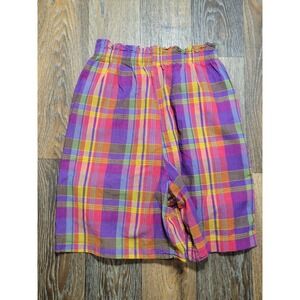 Vintage IC Isaacs Plaid Shorts Womens 8 Multi Color High Waist Elastic 3-62003
